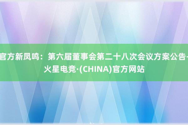 官方新凤鸣：第六届董事会第二十八次会议方案公告-火星电竞·(CHINA)官方网站