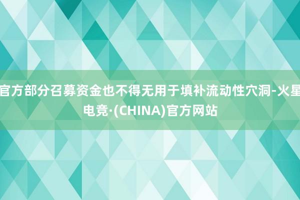 官方部分召募资金也不得无用于填补流动性穴洞-火星电竞·(CHINA)官方网站