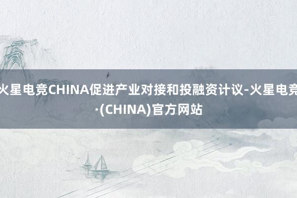火星电竞CHINA促进产业对接和投融资计议-火星电竞·(CHINA)官方网站